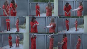 Yard Time -  Prison Babes Paige and Corrina are handcuffed and  share the same cell
