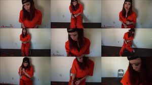 Handcuffs Bondage - Arrested Lily in prison in her jumpsuit and a belt  - Lily  is handcuffed and shackled