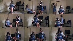 Female Bondage - Chrissy Marie and Khrystal – An Overall Predicament - Chrissy is bound and gagged with duct tape