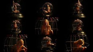 Slave training - Ariel Anderssen is bound with collar into metal cage - Metal Bondage – Rain of Fire
