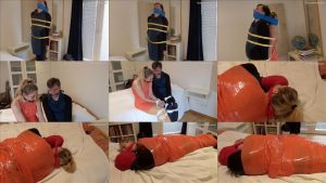 Mummification Bondage - Three scenes from a bound couple, tied up together - Be bound together